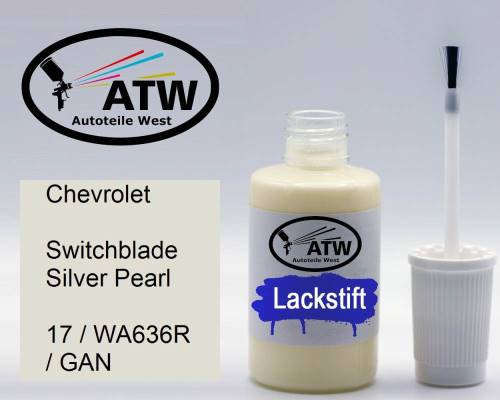 Chevrolet, Switchblade Silver Pearl, 17 / WA636R / GAN: 20ml Lackstift, von ATW Autoteile West.